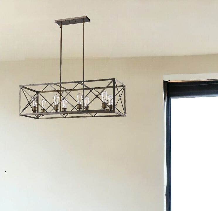 Hivvago Brooklyn 8-Light Oil-Rubbed Bronze Island Pendant With Metal Framework Shade