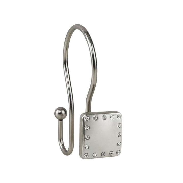 Utopia Alley Rust-Resistant Metal Double Shower Curtain Hooks, Shower Hooks Hangers for Bathroom, Kitchen Utensils, Curtains, Clothing, Towels etc - Set of 12