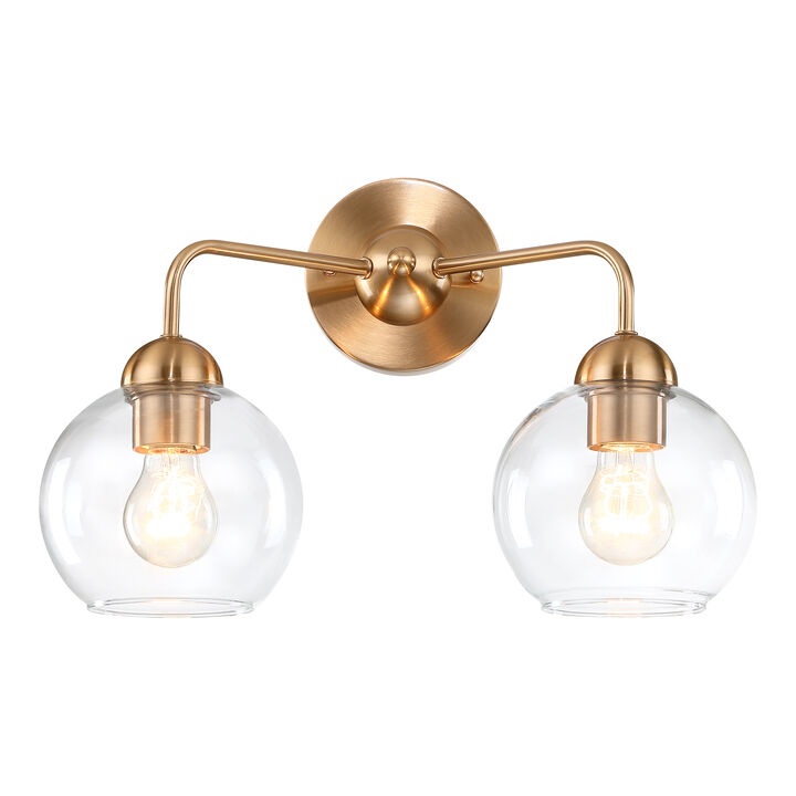 16" Modern Antique Brass 2-Light Dimmable Wall Sconce