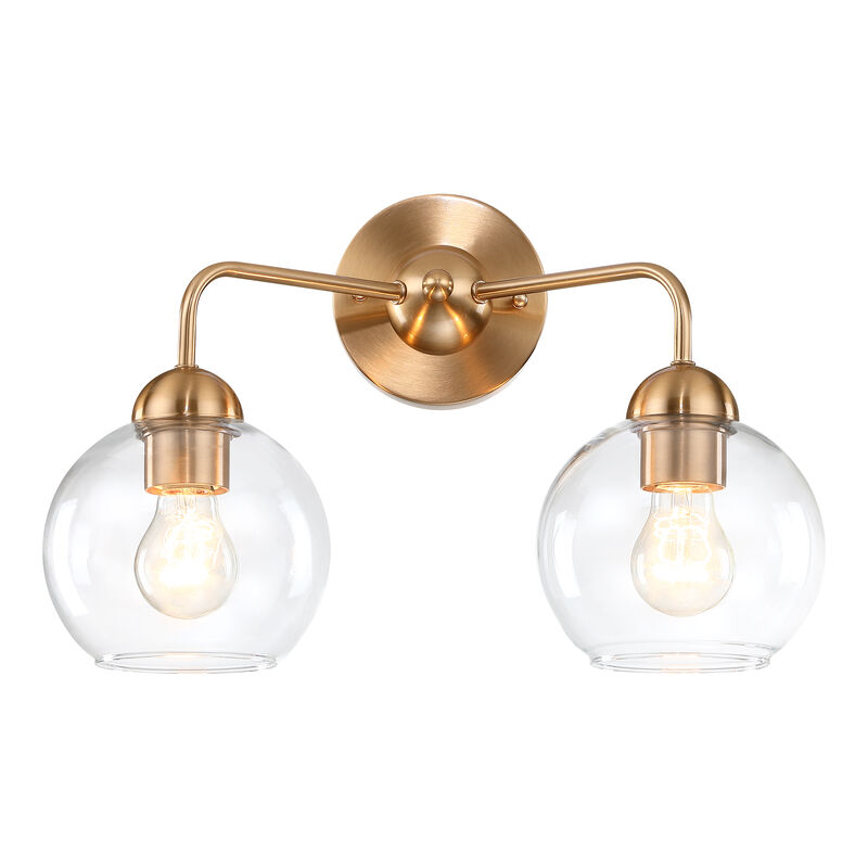 16" Modern Antique Brass 2-Light Dimmable Wall Sconce image number 0