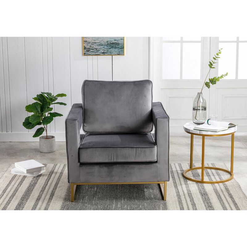Carolina Chair & Table Adadon Velvet Upholstered Armchair - Gray