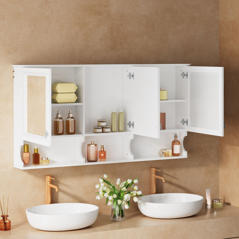 ELEMENT ACE Elegant Wall Mounted Medicine Cabinet with Adjustable Shelves and Hidden Storage image number 5