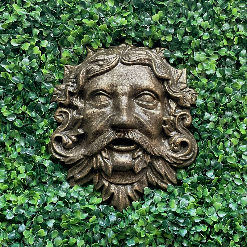 Cast Iron Green Man Wall D&eacute;cor - Bronze Finish - 9.75 inches Tall - Easy to Hang image number 7