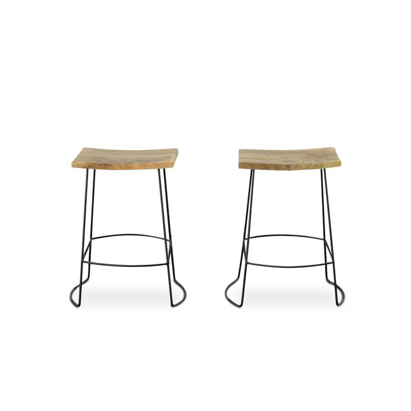 Carolina Living Reece 25 Saddle Seat Counter Stool - Set of 2 - Natural/Black