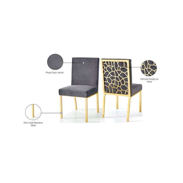 Meridian Furniture Opal Grey Velvet Dining Chair, Set of 2