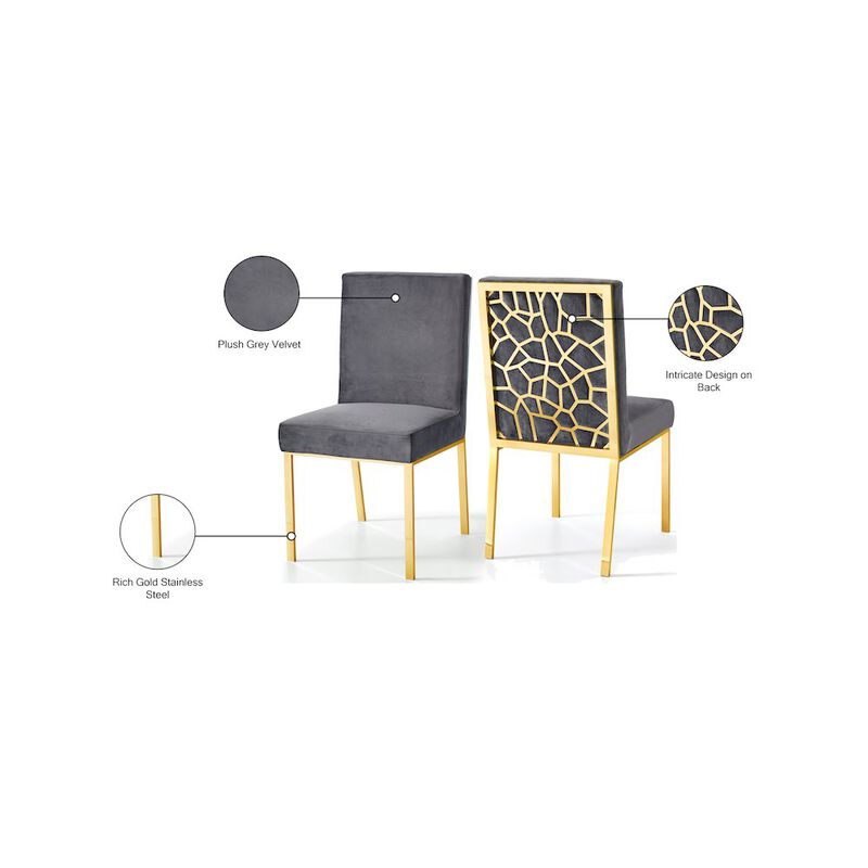 Meridian Furniture Opal Grey Velvet Dining Chair, Set of 2