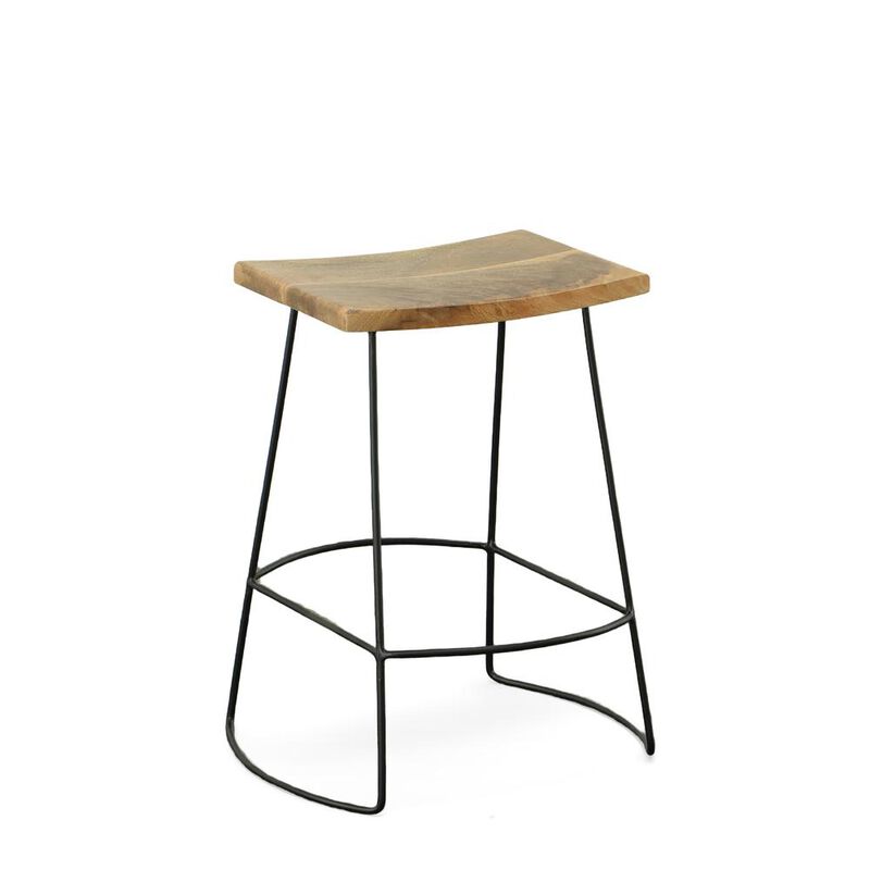 Carolina Living Reece 25 Saddle Seat Counter Stool - Set of 2 - Natural/Black