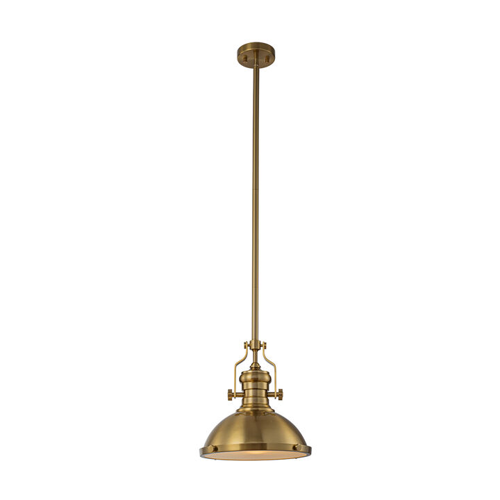1-Light 13" Industrial Warm Brass Pendant Light Modern Farmhouse Single Dome Hanging Ceiling Light For Kitchen Island and Dining Room