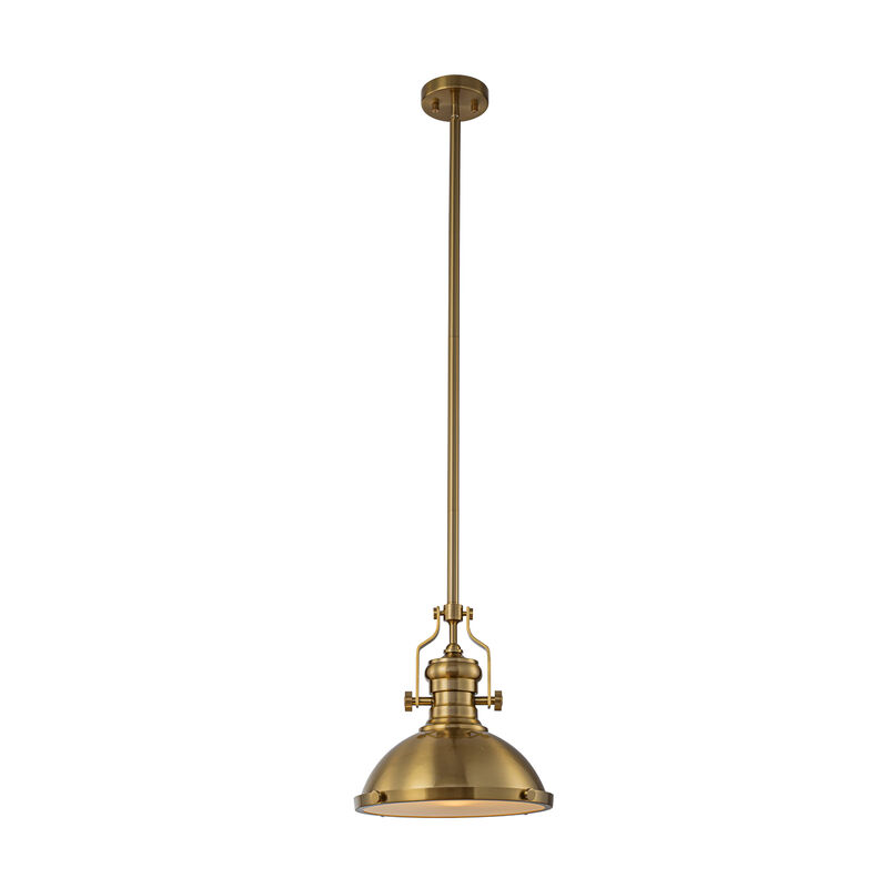 1-Light 13" Industrial Warm Brass Pendant Light Modern Farmhouse Single Dome Hanging Ceiling Light For Kitchen Island and Dining Room image number 0