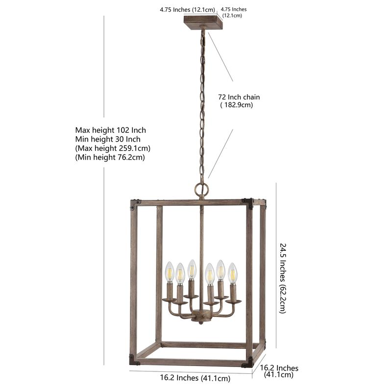 Magnolia 6-Light Adjustable Iron Rustic Farmhouse LED Pendant
