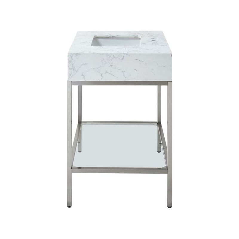 Meridian Furniture Marmo White Engineered Marble Bathroom Vanity