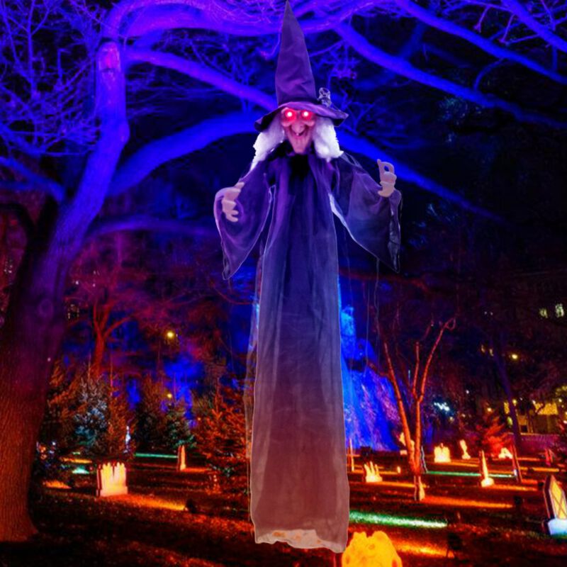 6ft Halloween Decoration Spooky Sound-Activated Hanging Witch with Voice and Motion Sensor image number 1