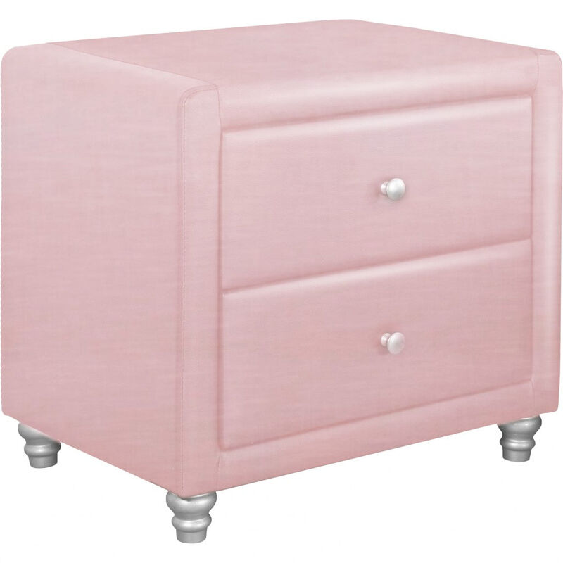 Homezia Pink Upholstered 2 Drawer Nightstand