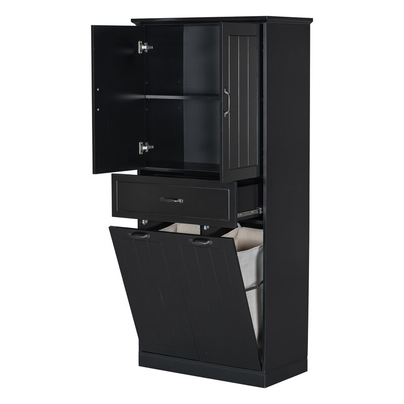 Merax Bathroom Storage Cabinet with 2 Laundry Baskets