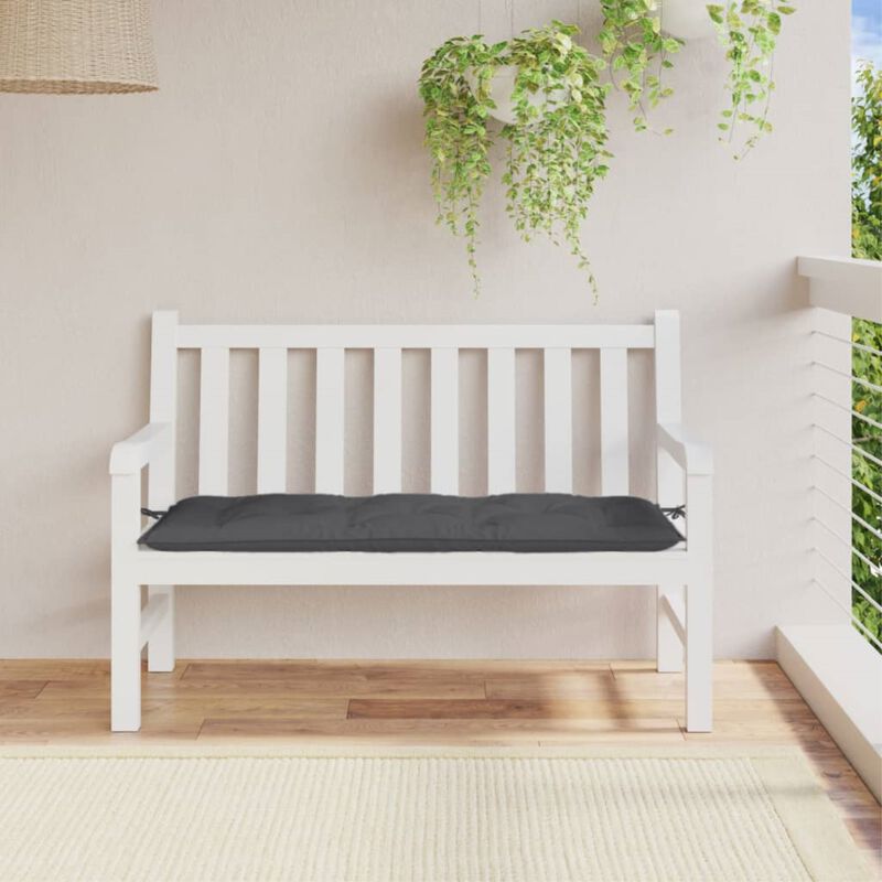 vidaXL Garden Bench Cushion - Melange Anthracite, Hollow Fibre Filling, 120x50x7 cm, Polyester Fabric - for Outdoor/Indoor Use on Patio, Garden, Family Bench, Living Room