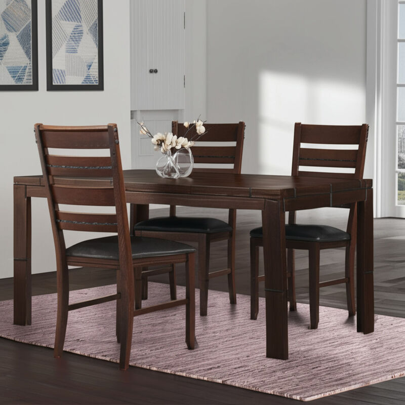 Set of Two Faux Leather Upholstered Slat Back Dining Side Chairs for Stylish Spaces