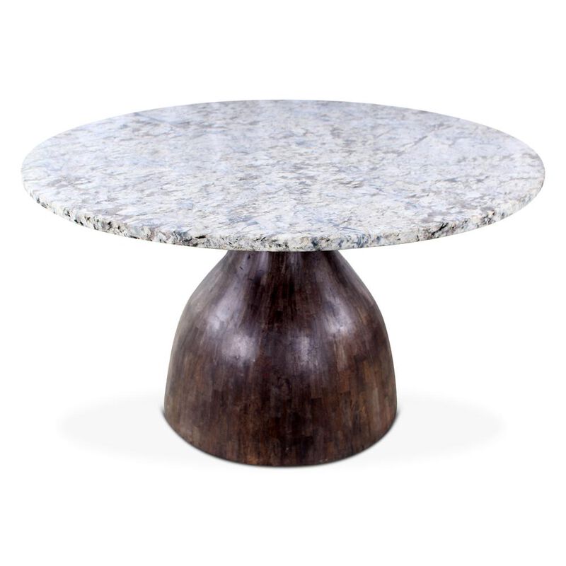 World Interiors Fargo 54" Dining Table in Alaska White Marble with Blackwash Base image number 3