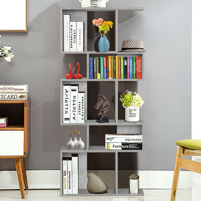 5 Cubes Ladder Shelf Corner Bookshelf Display Rack Bookcase