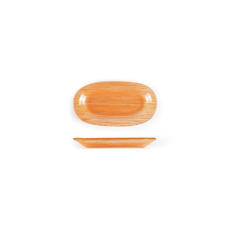 Glass Dinnerware 7.75" x 4.25" x h:0.5" Oval Orange Glass Platter (Set of 4)