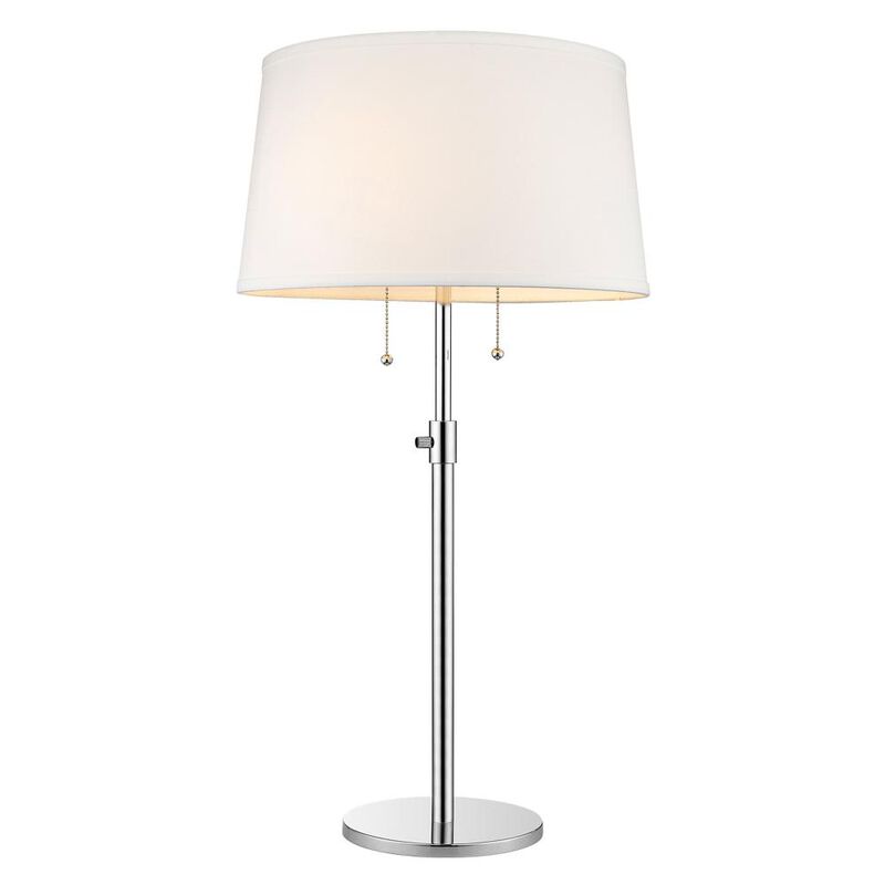 Hivvago 31" Silver Metal Two Light Adjustable Table Lamp With White Empire Shade
