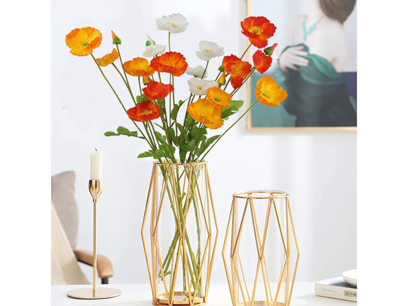 6 Piece Artificial Poppy Flower Stems Real Touch Wedding Centerpiece Decor image number 1