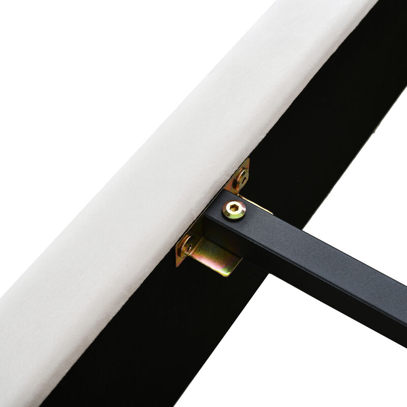 Merax Velvet Platform Bed  with Built-in Pillows