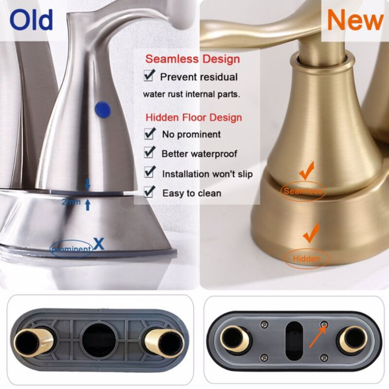 Centerset Bathroom Faucet, Brushed Gold Vanity Sink Faucet with Pop-Up Drain & Hoses image number 2