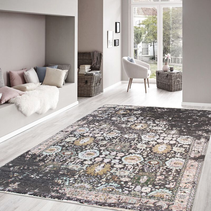 Pasargad Home Transitional Hand-Knotted Charcoal Area Rug- 9' 0" X 12' 0" image number 6