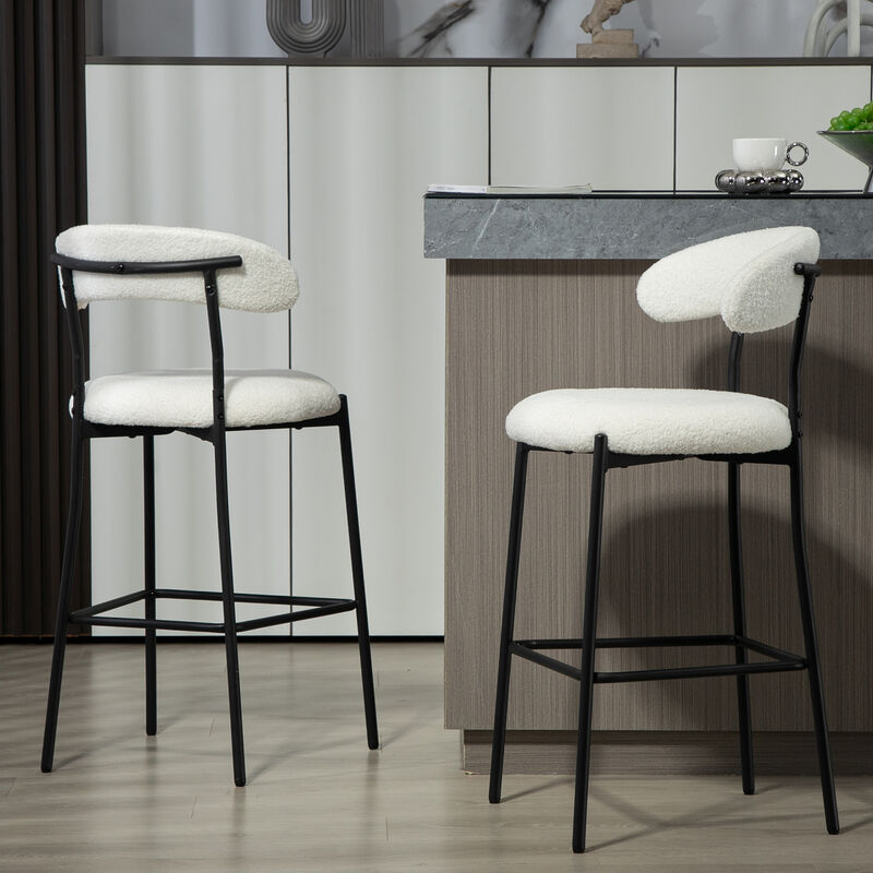 Streamdale 26" Counter Bar Stools with Fabric and Black Base