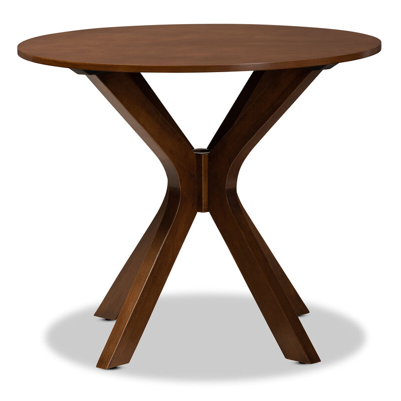 Baxton Studio Kenji Modern Walnut Brown Finished 34 Inch Wide Round Wood Dining Table
