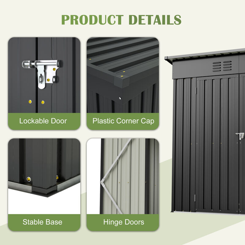 WOW PIONEER Durable All-Weather 6x4 ft Outdoor Storage Shed for Garden Backyard Lawn Multi-Purpose Storage for Tools Pet Supplies and More image number 6