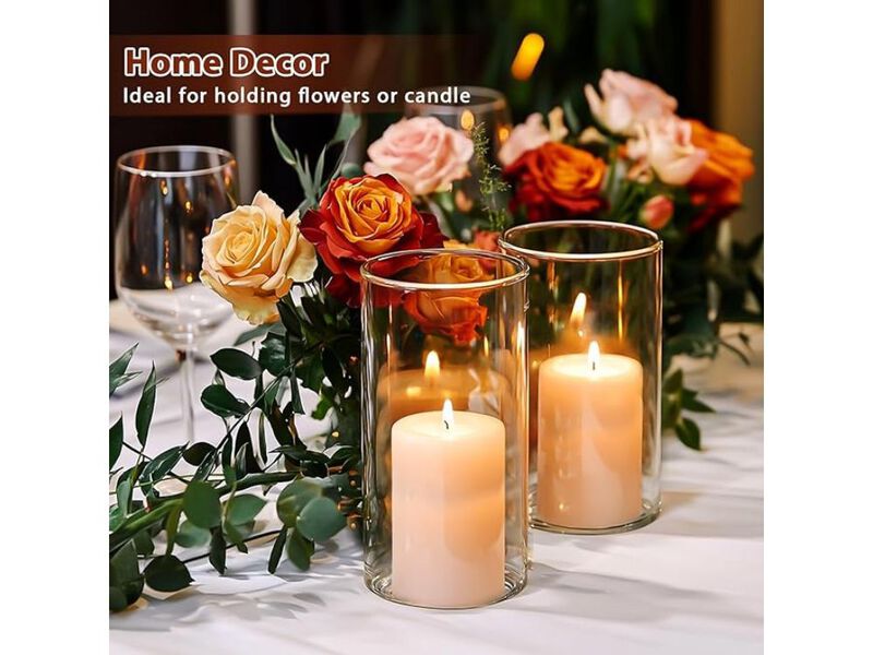 Set of 12 Clear Glass Cylinder Vases &ndash; 6" Wedding Centerpieces & Floating Candle Holders image number 1