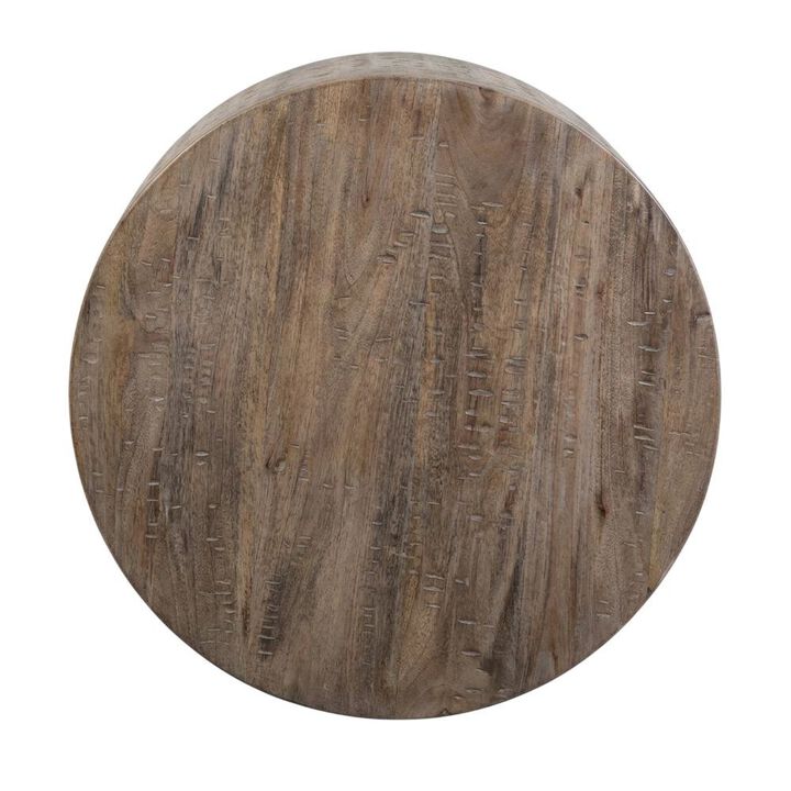 Starlight Canyon Home Mango Wood Round Coffee Table with Drum Base for Living Room