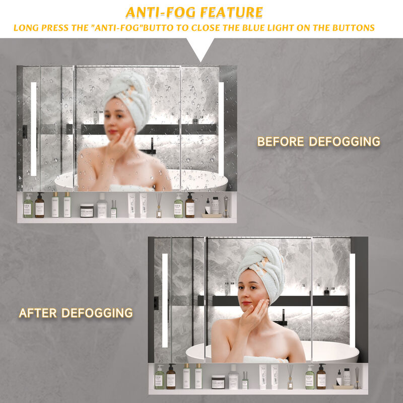 ELEMENT ACE Modern Aluminum Bathroom Medicine Cabinet with LED Lighting and Defogging Mirror for Enhanced Storage and Functionality image number 6