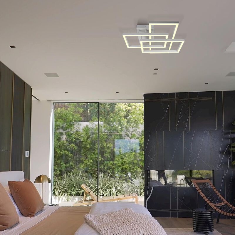 VONN Lighting Integrated LED Ceiling Lighting Rectangular Semi Flush in White