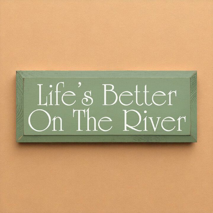 Rustic Life's Better On The River Wood Wall Sign Beveled Solid Pine Hanging Decor