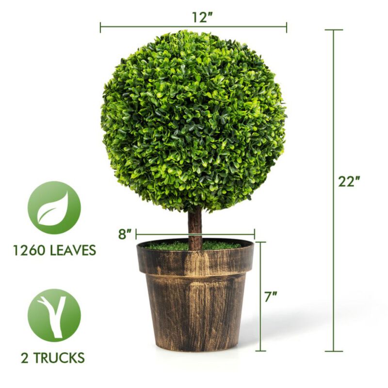 Hivvago Artificial Ball Tree set of 2 with Natural Look and Water Resistance