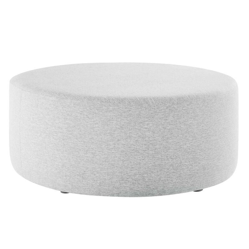Callum Large 38 Round Woven Heathered Fabric Upholstered Ottoman