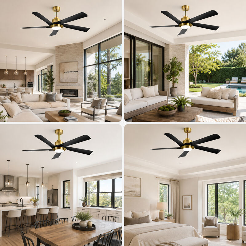 Breezary 60In LED Ceiling Fan with Light, DC Motor, 5 Blades, 6 Speed, Reversible Quiet Modern Ceiling Fan image number 6