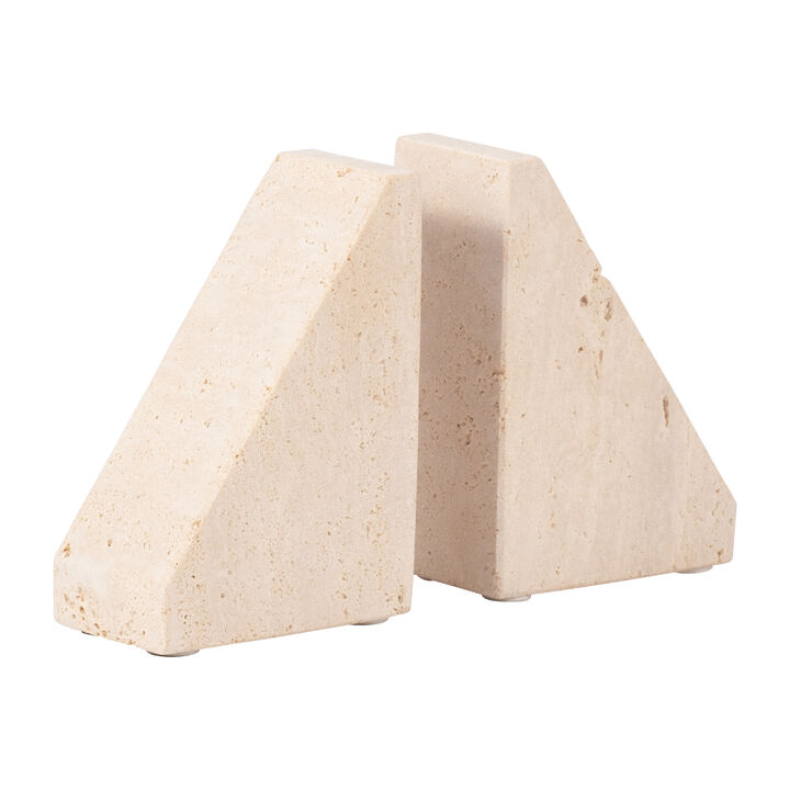 Travertine Triangle Bookends