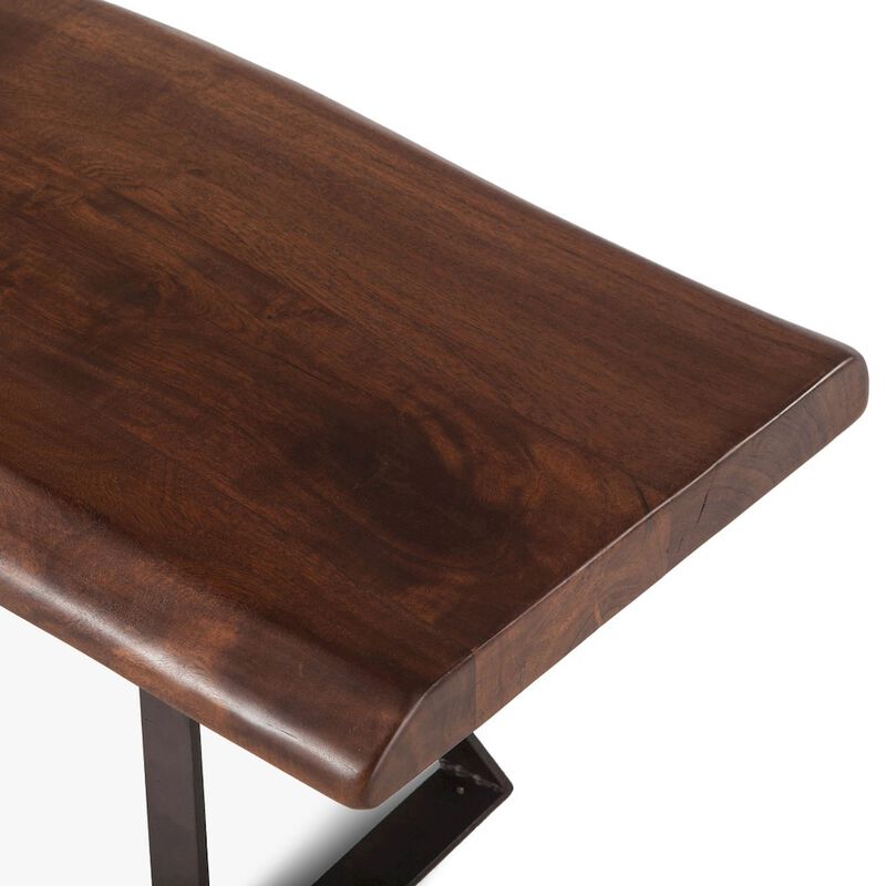 World Interiors Nottingham 72-Inch Acacia Wood Live Edge Dining Bench in Walnut Finish image number 1