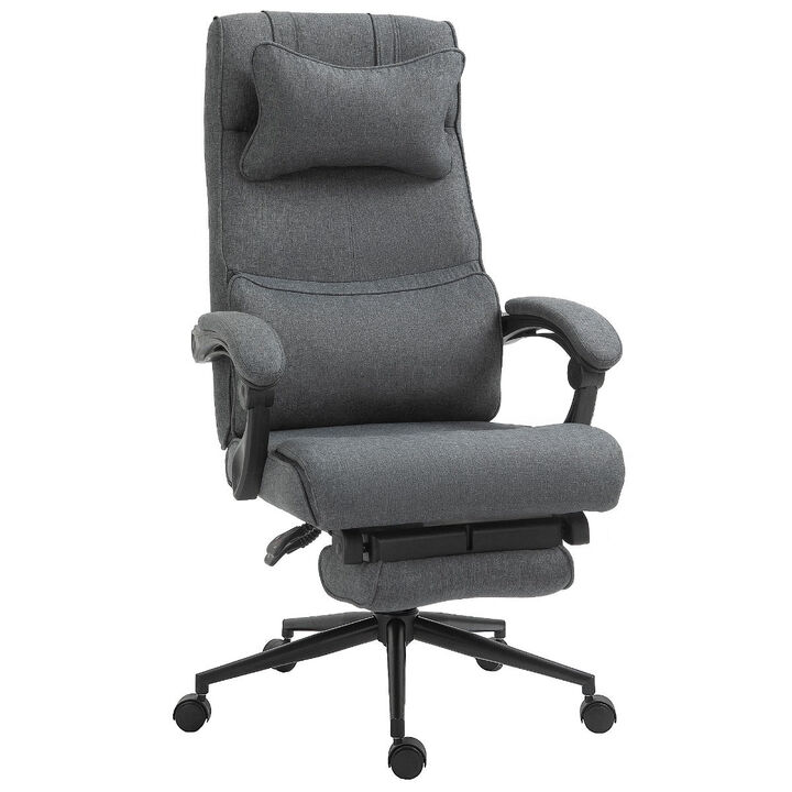 Gray Ergonomic Workstation: Reclining Desk Chair with Lumbar Support
