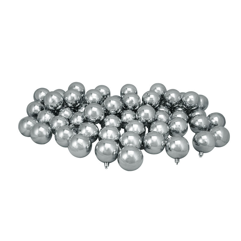 60ct Gray Shatterproof Shiny Christmas Ball Ornaments 2.5" (60mm) image number 1