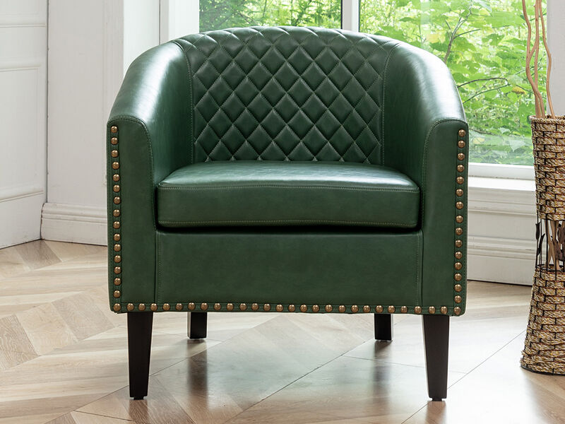 Logan Faux Leather Tufted Club Chair image number 1