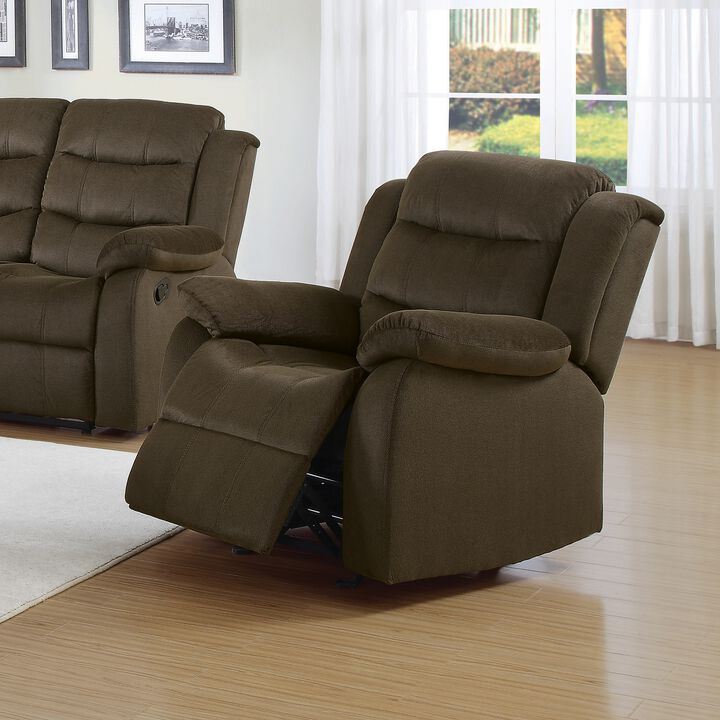 Debonairly Trimmed Glider Recliner Chair, Chocolate Brown-Benzara