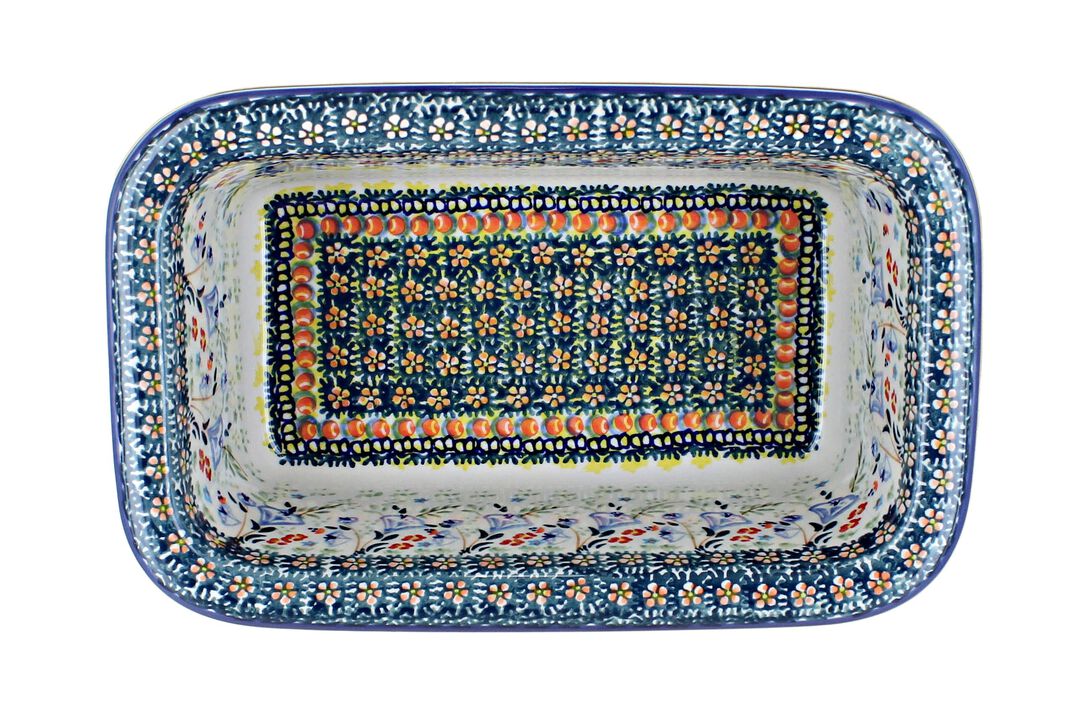 Blue Rose Polish Pottery Sunflower Loaf Baker