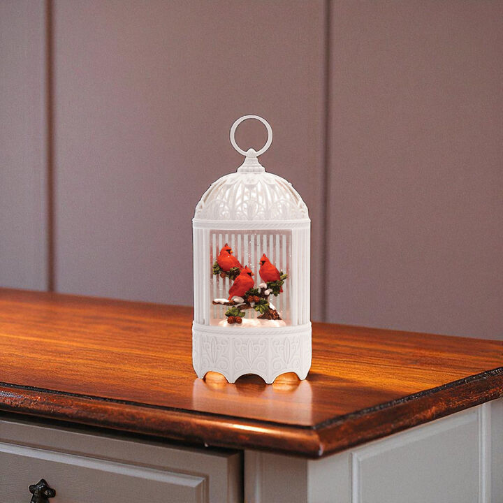Light-Up Cardinal Branch Snow Globe &ndash; Winter Bird Scene with Glitter and LED for Rustic or Traditional Holiday Decor