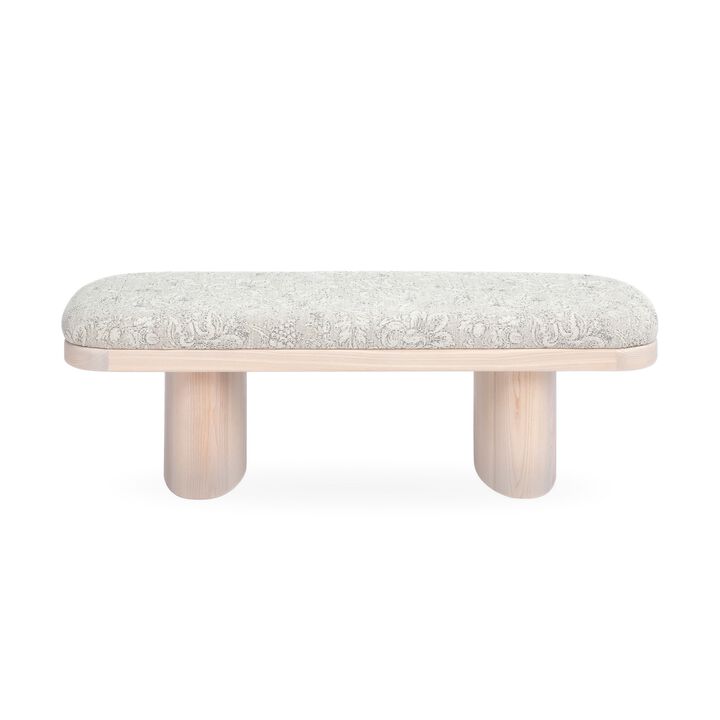 Ollie 48" Neutral Floral Jacquard Bench