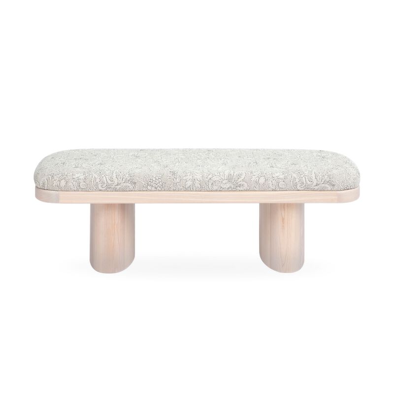 Ollie 48" Neutral Floral Jacquard Bench image number 0
