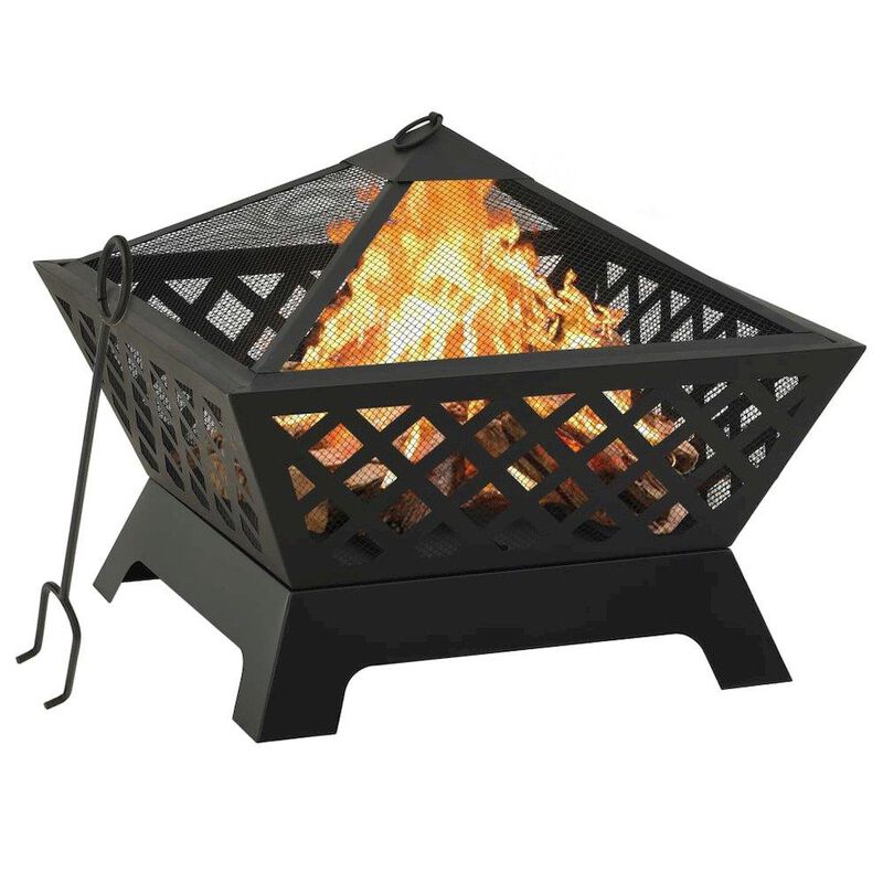 vidaXL Fire Pit with Poker 25.2", Steel